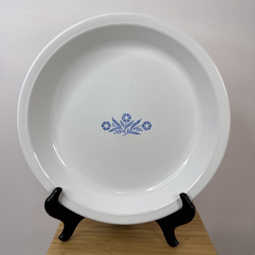 VTG Corning Ware Pie Dish, P-309 9" × 1.25" Blue Cornflower Made In USA Cottage